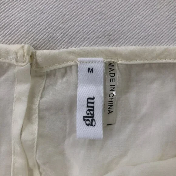 Glam White Ruffle Ruched Camisole Top Size Medium - Picture 5 of 7